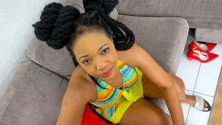 Tasty black girl in mouth enjoying fake casting