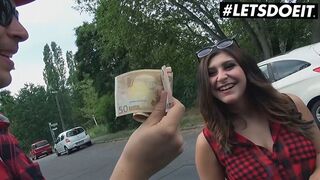 Busty German teenage girl pays for wild interracial car fuck