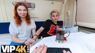 Young red mia anal takes sex for alien attention on the train