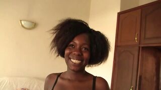 Black beauty anal casting stretched by white cock