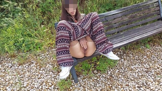 Italian Hottie Fingers Pussy Wild On Public Bench