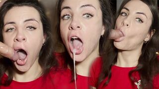 New Year Slut Delivers Sloppy Deepthroat Gagging