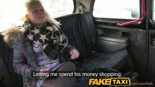 FakeTaxi - young girl sucks off old taxi driver