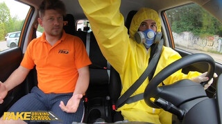 Hazmat Suit Slut Bends Over Driving Lesson Anal Pound