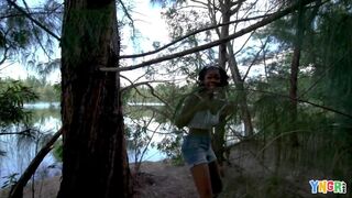Ebony Cutie Hazel Grace Rides Sean Lawless Outside