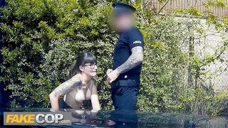 Cop Pounds Nerdy Brunette Geek Cum Blasts Glasses