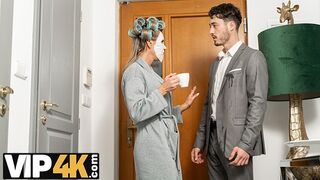 Horny French MILF Blonde Tempts Young Stud Cock