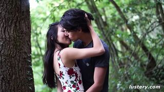 Wild blowjob and hard fuck in the woods