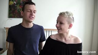 Amateur couple hires stranger for homemade threesome fuck