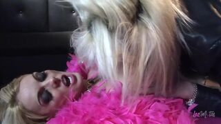 Blonde Babe Shakes Pussy from Girlfriend Tongue Toy