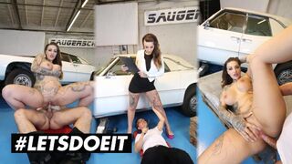 Wild vicky goes crazy for the mechanic and rides his tail