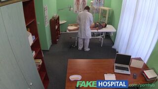 The student girl gets a full exam at the clinic before work
