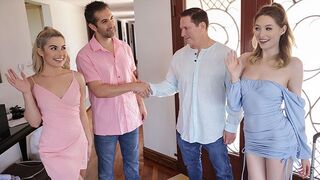 Teen girls exchange strength: mature men enjoy hot group fuck