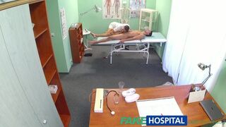 The hot nurse Mea Melone massages the patient's dick and then sucks and fucks