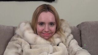 Stupendous daniella stripping around with fake dick in her hairy pussy
