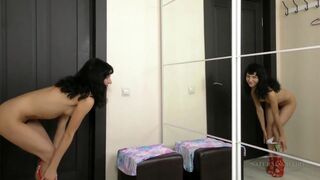 Hairy Pussy Teen Fingers Herself Wild In Mirror Solo