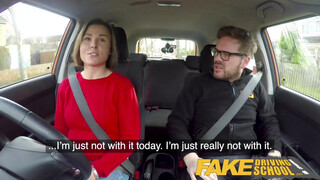 Fake Driving School casual chick with bouncing boobs
