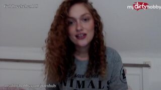 Busty slut stretches tight hole massive dildo insertion