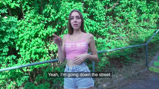 Tall Skinny Hottie Picked for Public Pounding