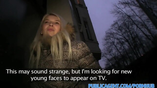 Blonde hottie skewered by girthy dick public