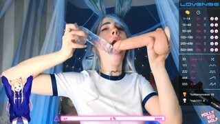 Double Dildo Blowjob Stretches Teen Throat Wide