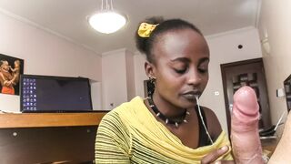 Black Slut Drools Gagging Boss Thick Monster Cock