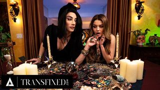 Tran fortune teller Ariel Demure fucks her hot tattoo client vanessa vegan