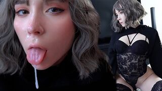 Cute teen sucks her classmate's huge dick, fucks in different positions and takes a look at her face