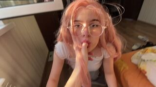 Cute teen sucks his dick - best blowjob show